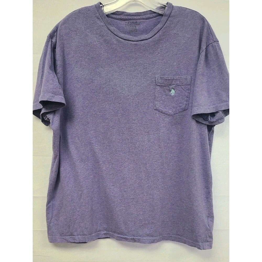 Polo Ralph Lauren Mens Sz Large Purple Basic Crew T Shirt Blue Pony EUC